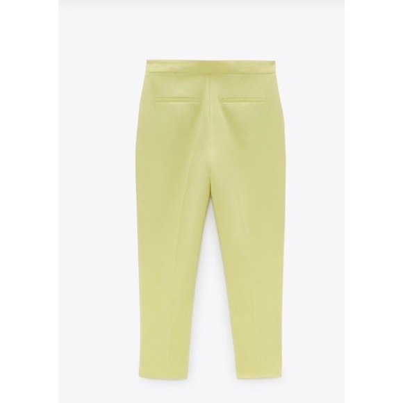 Zara Neon Yellow Straight Leg Ankle Trouser Pants - Picture 4 of 14